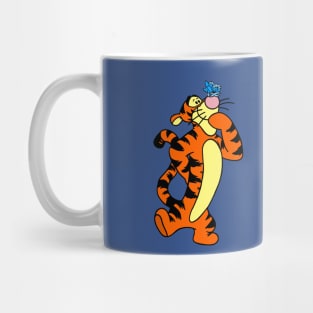 Tiger with Awareness Ribbon Butterfly (Blue) Mug